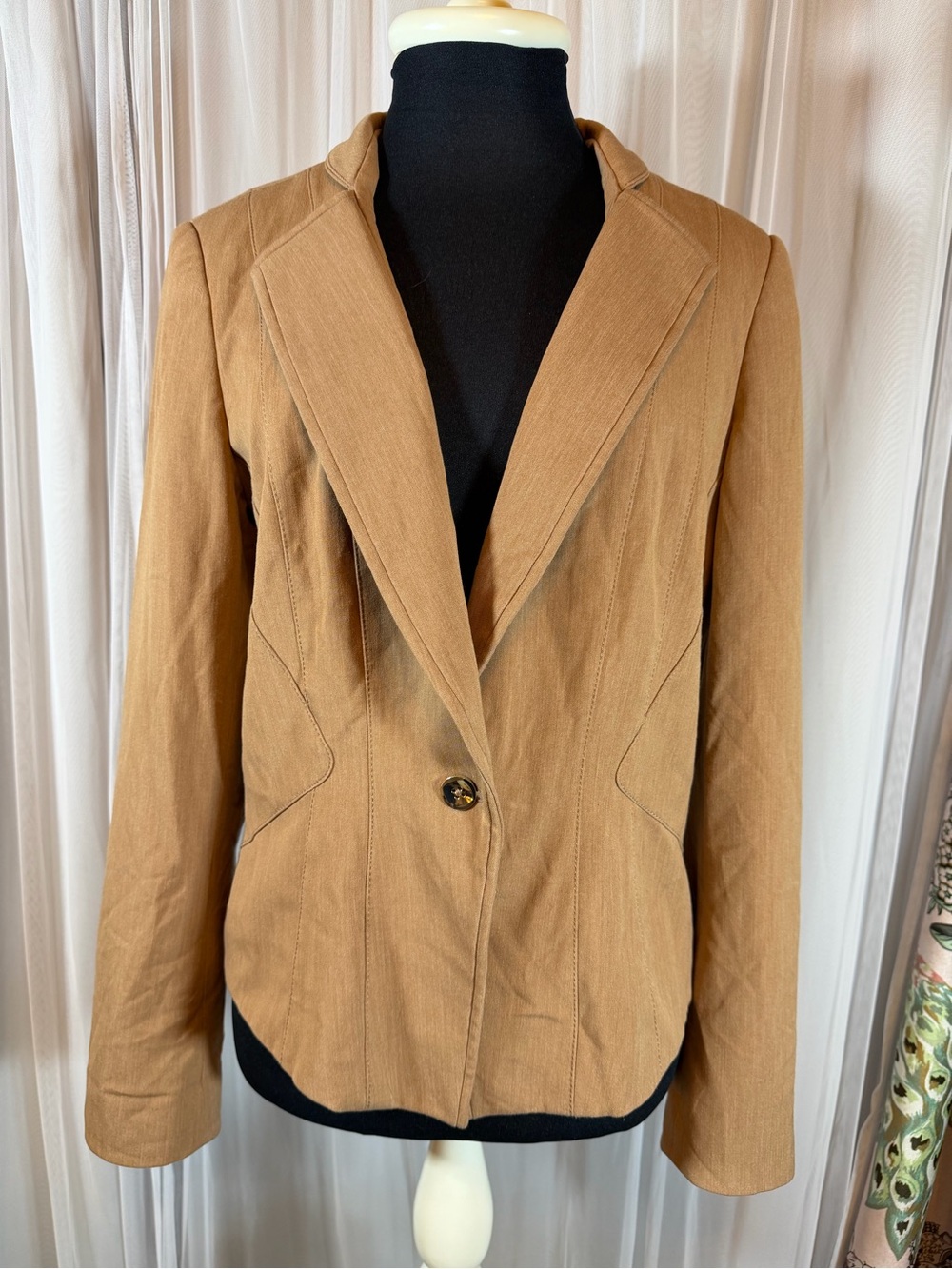 White House Black Market Camel Single-Button Tailored Blazer